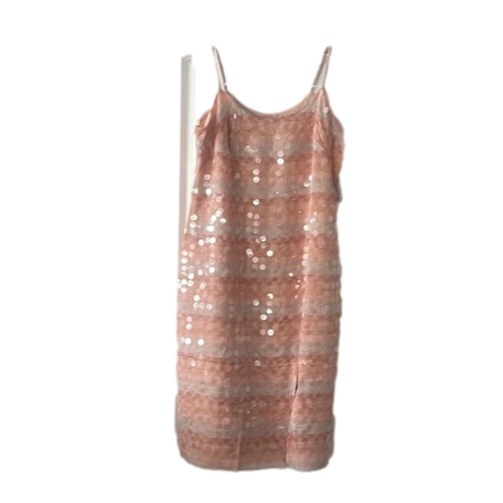 Eloquii.  Size 16.  NWT pink, beige and clear sequined slip dress